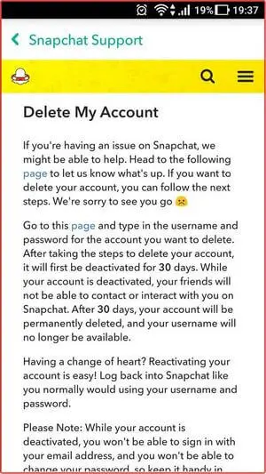 Действия в аккаунте Snapchat: шаг №13 Действия в аккаунте Snapchat: шаг №13