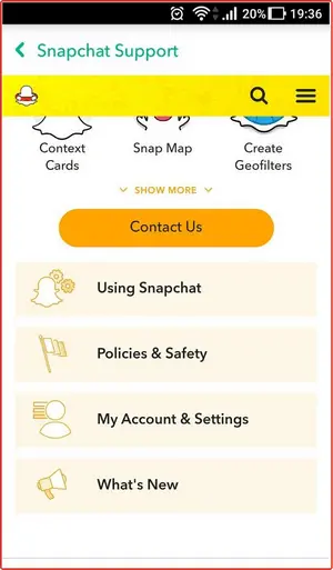 Действия в аккаунте Snapchat: шаг №11 Действия в аккаунте Snapchat: шаг №11