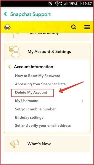 Действия в аккаунте Snapchat: шаг №12 Действия в аккаунте Snapchat: шаг №12